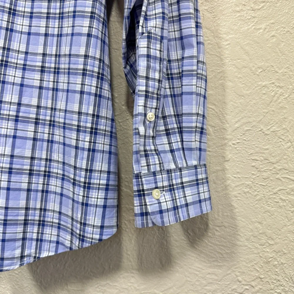 Polo Ralph Lauren‎ Dress Shirt 4XB Blue Plaid Stretch Tech Preppy Classic Career
